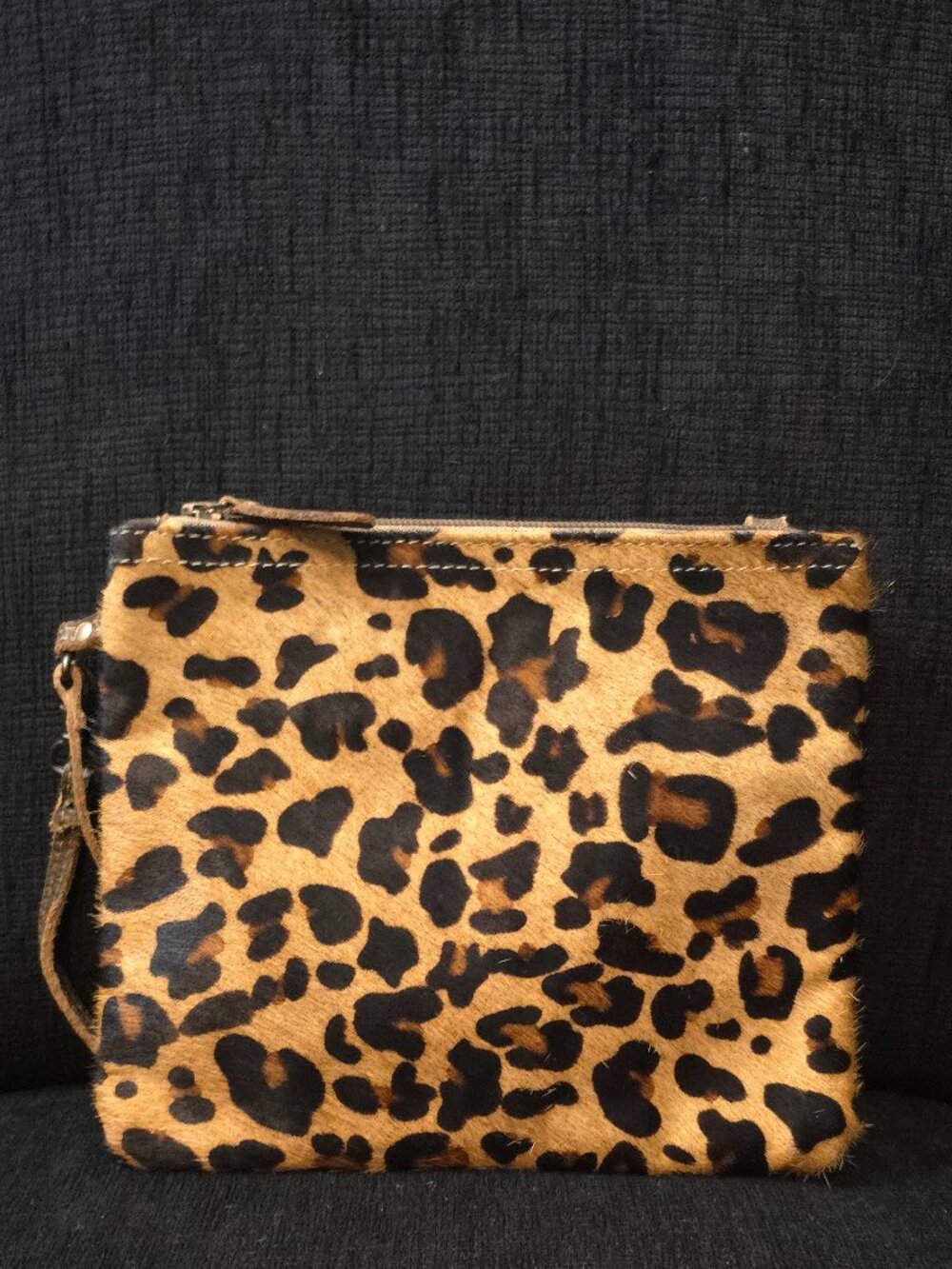 Myra Bag Ladies Uptown Girl Leopard Print on Cow Hair Leather Wristlet